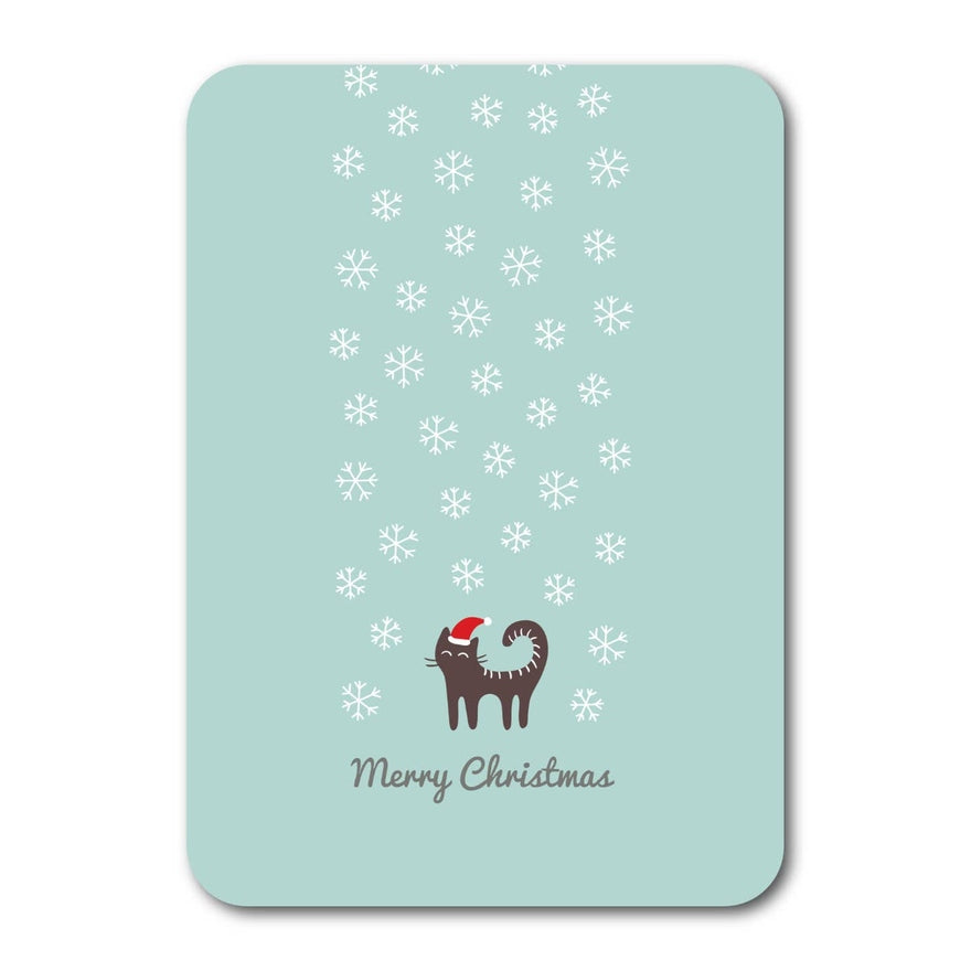 Kaart Santa Cat Under Snowfall