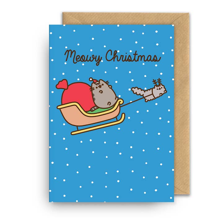 Kaart Meowy Christmas Sleigh | Pusheen