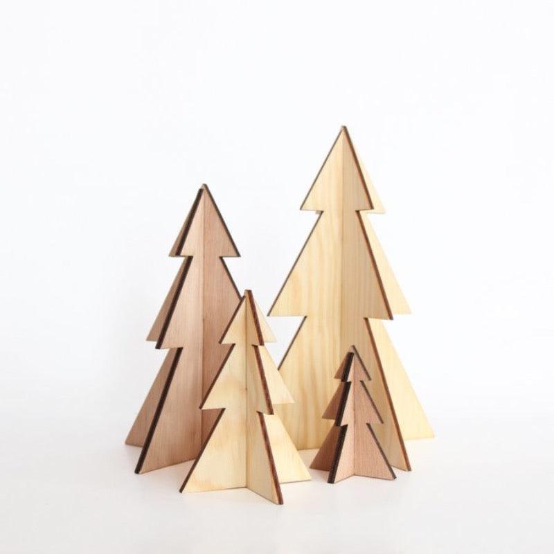 Houten Kerstbomen Set van 4