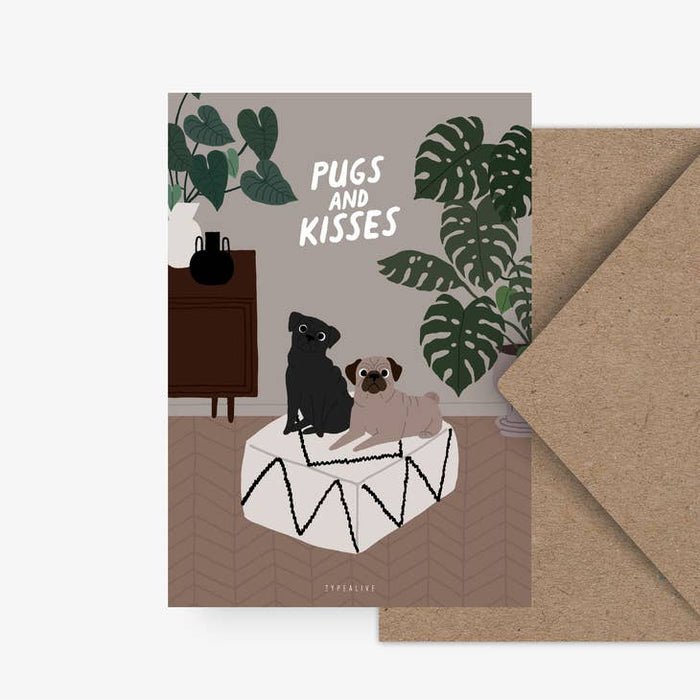 Card pugs and kisses | An envelope