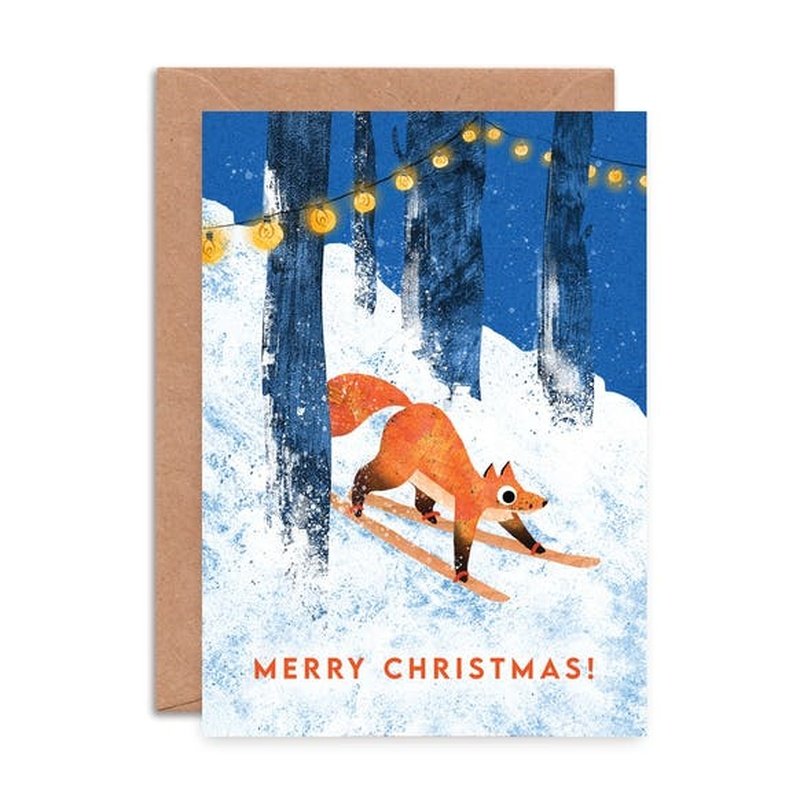 Kaart Merry Christmas | Skiing Fox
