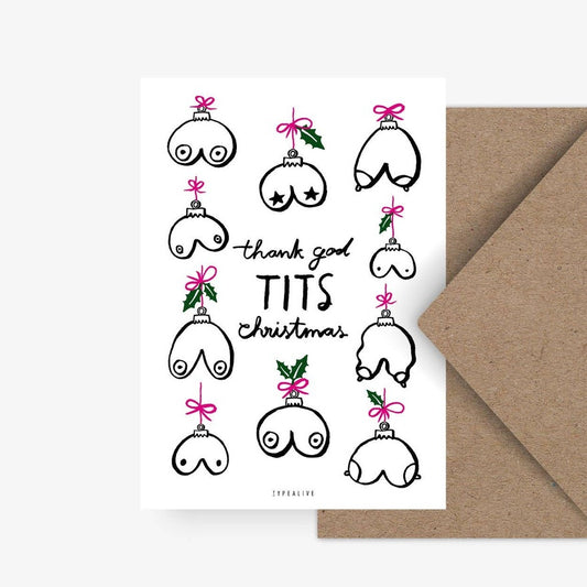 Kaart Thank God Tits Christmas