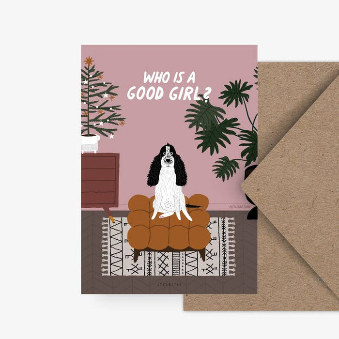 Card who is a good girl | An envelope