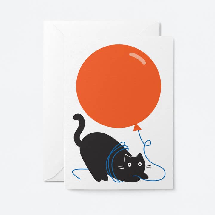 Kaart Cat And Balloon