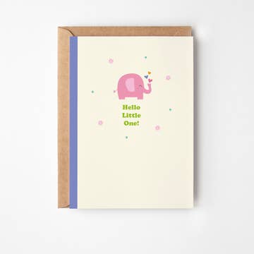 Card Hello Little One! | Pink elephant