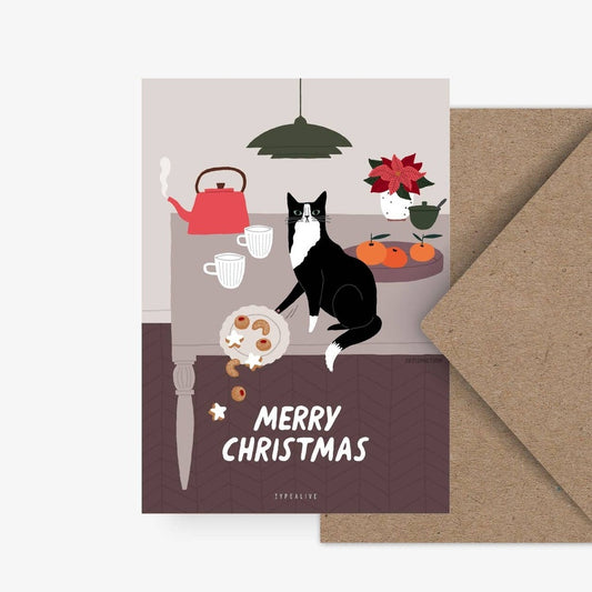 Kaart Merry Christmas | Kat Op Tafel