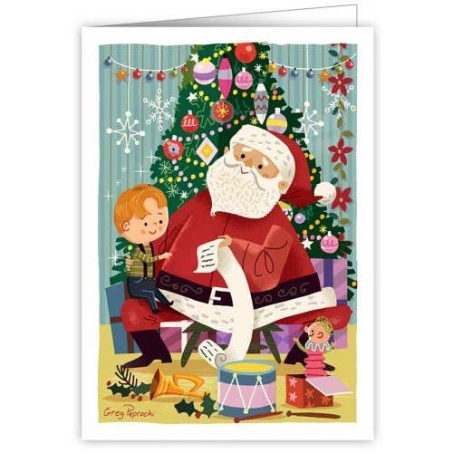 Kaart Boy Visiting Santa
