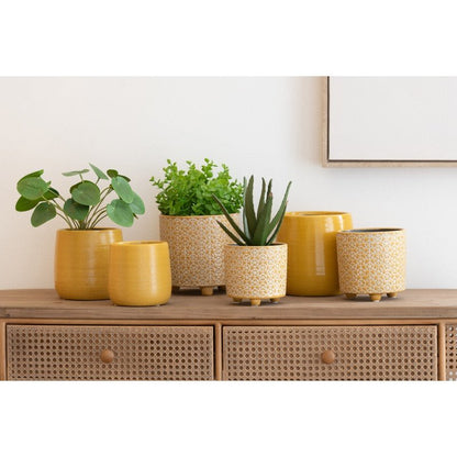 J-Line Bloempot Effen Keramiek Oker Small