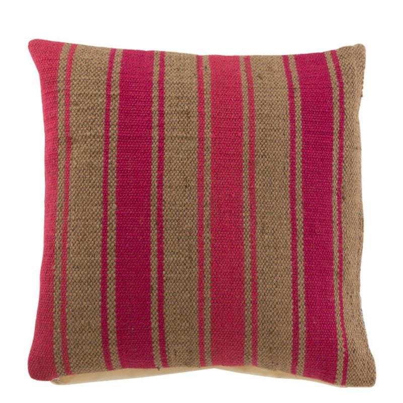 J-Line Kussen Vierkant Anna Groot Groeven Jute Roze