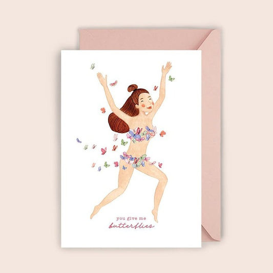 Kaart You Give Me Butterflies