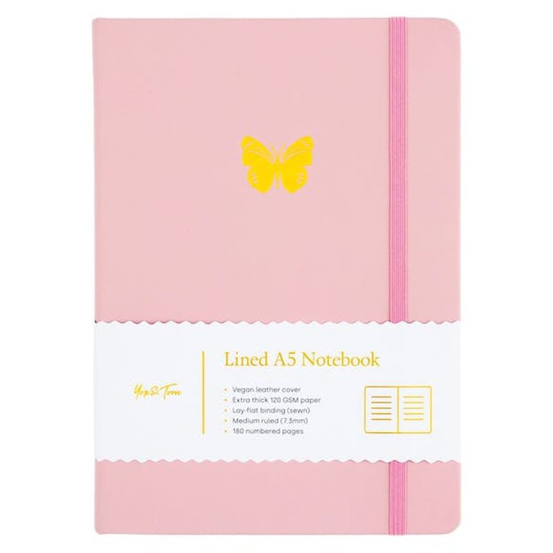 Gelinieerd Notitieboek A5 | Vlinder | Blush Pink