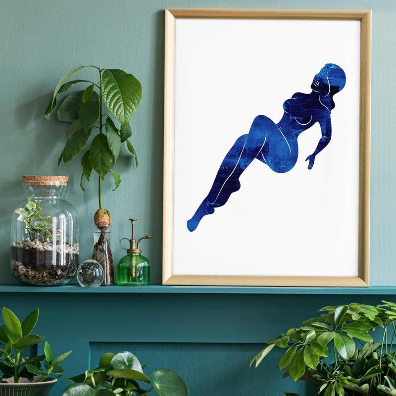 Blue Painted Lady Reclining Print | 30x40