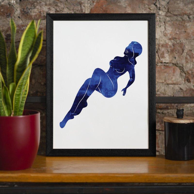 Blue Painted Lady Reclining Print | 30x40