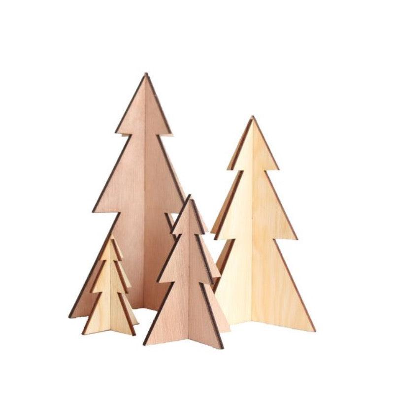 Houten Kerstbomen Set van 4