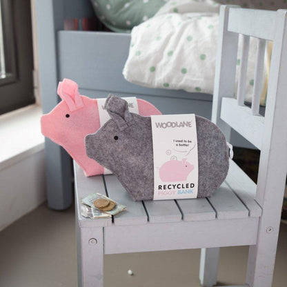 Woodlane | Spaarpot Varken | Gerecycled plastic | Grijs